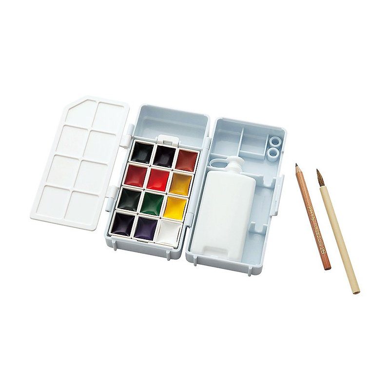 【Kuretake 日本吳竹】吳竹 透明水彩袖珍寫生盒 12色 - 其他書寫用具 - 顏料 多色