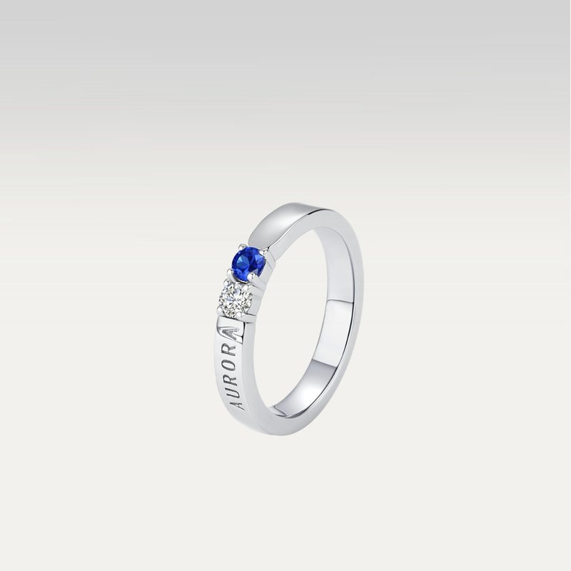 Freedom Vision [Sky] Customized name Silver\18k gold cultured sapphire ring - General Rings - Precious Metals Silver