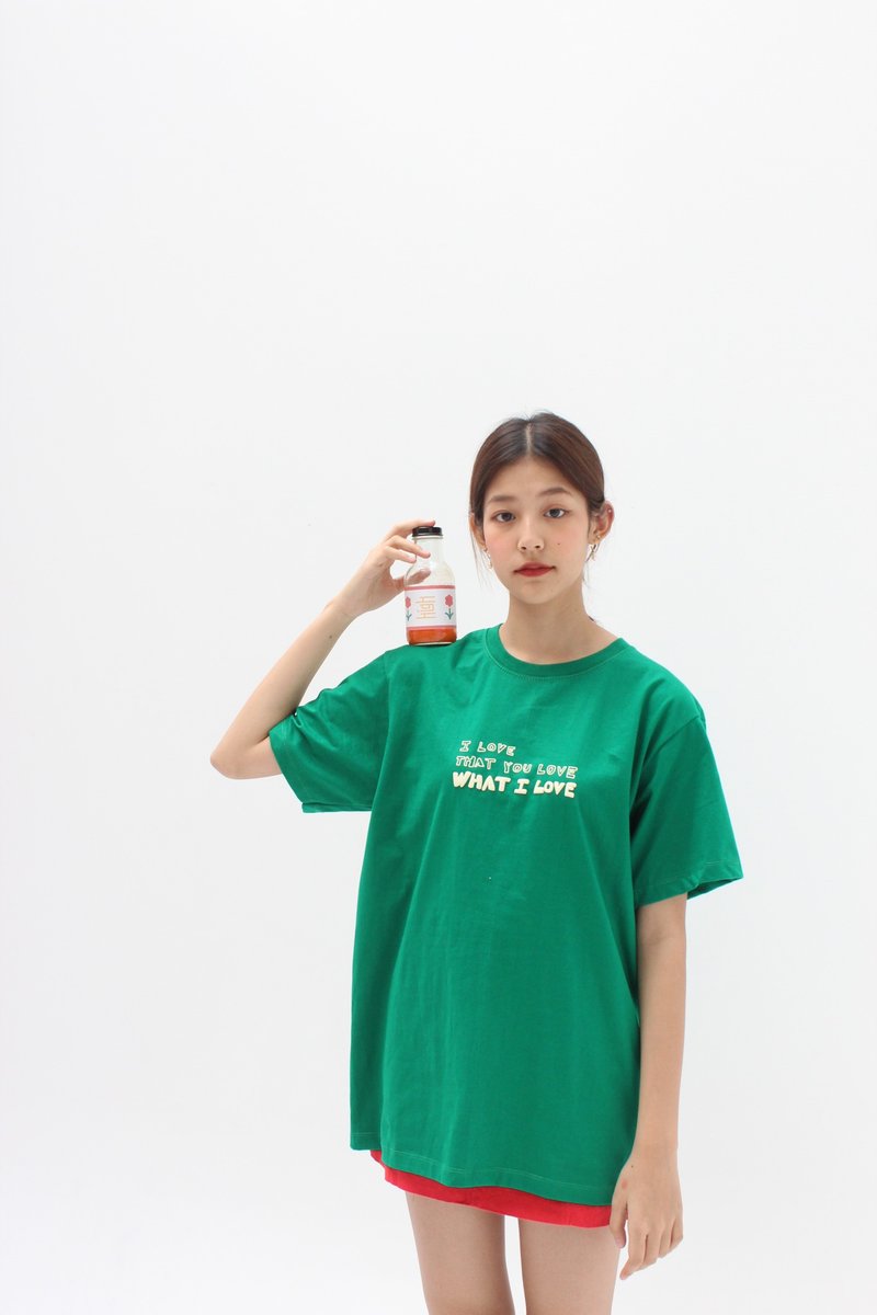 I love that tee green - 帽T/大學T - 棉．麻 