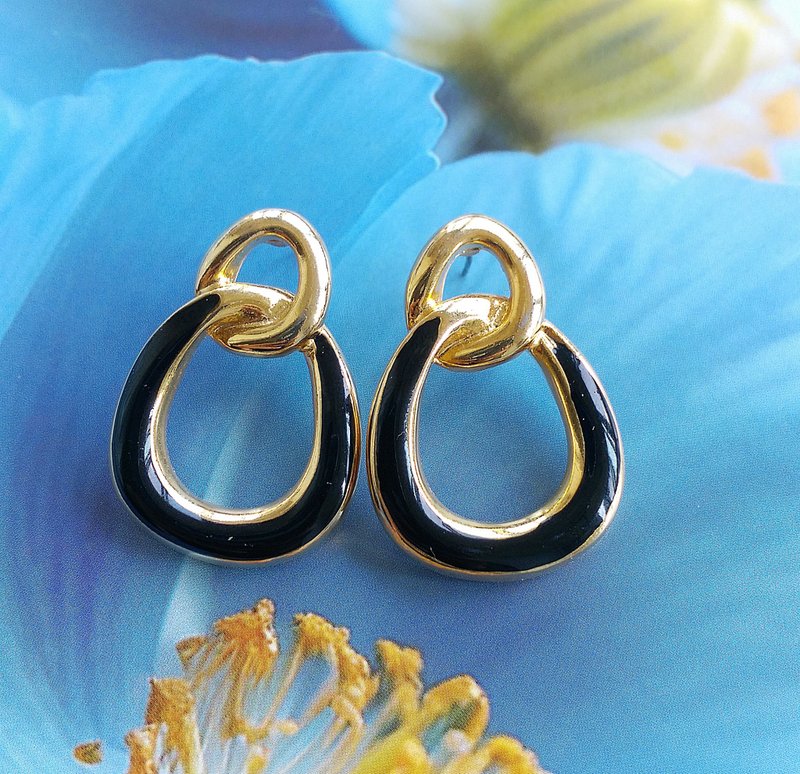 Vintage Jewelry 西洋古董飾品 復古 簡約 環圈 針式耳環 - 耳環/耳夾/耳骨夾 - 其他金屬 透明