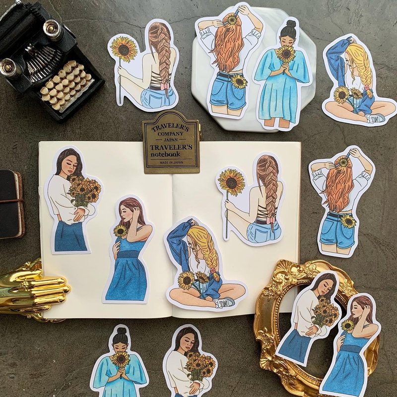 Sunflower Girls Sticker - 貼紙 - 紙 