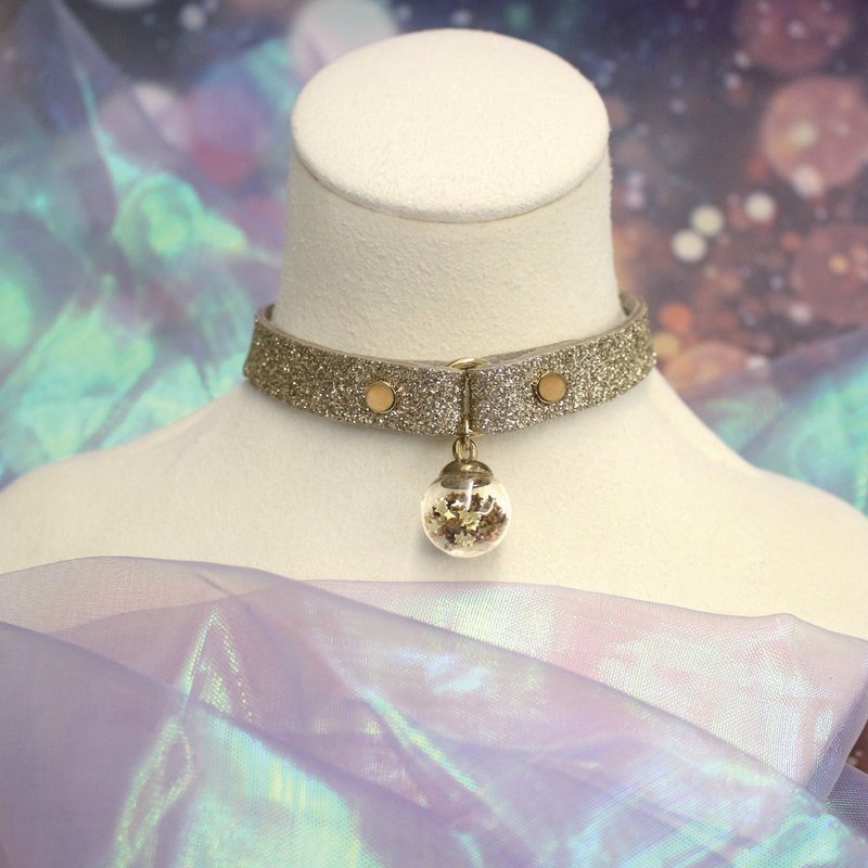 Starry Sky 許願球月光金 Choker –細款 - 項鍊 - 真皮 金色