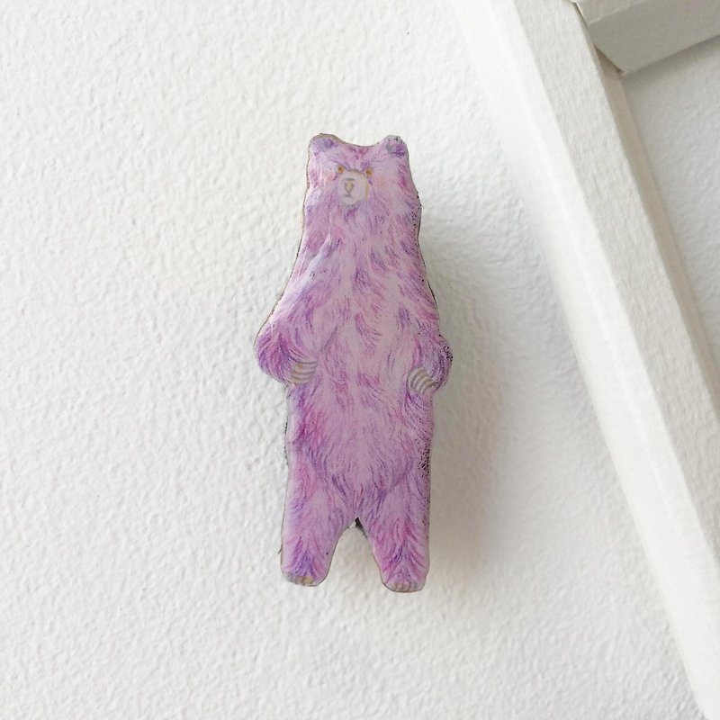 Standing Bear # 11 Purple: Hand-made brooch - Brooches - Plastic Purple