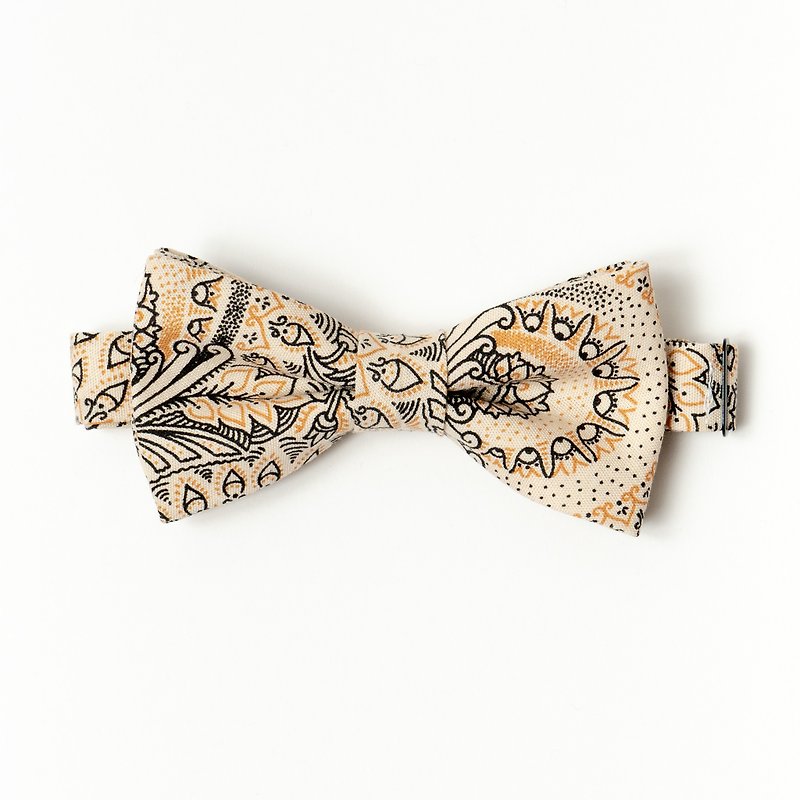 African Fabric Bow Tie White Paisley Shweshwe - Ties & Tie Clips - Cotton & Hemp Multicolor