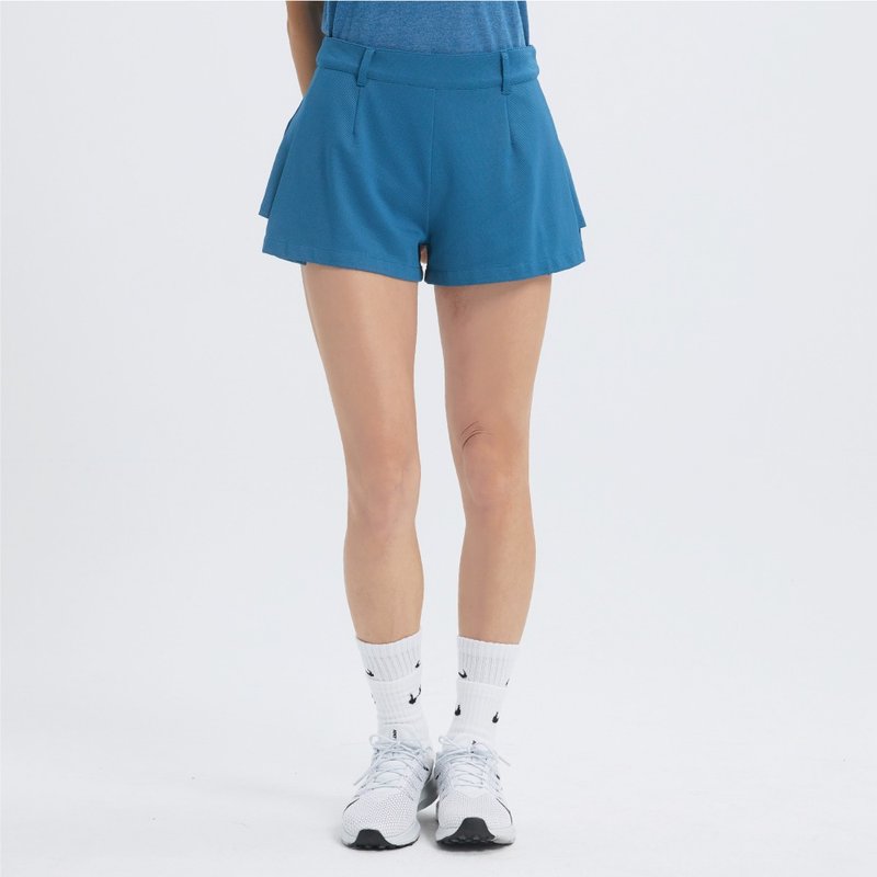 SPORTSWEAR-打褶短褲-摩藍 - 女短褲/五分褲 - 聚酯纖維 藍色