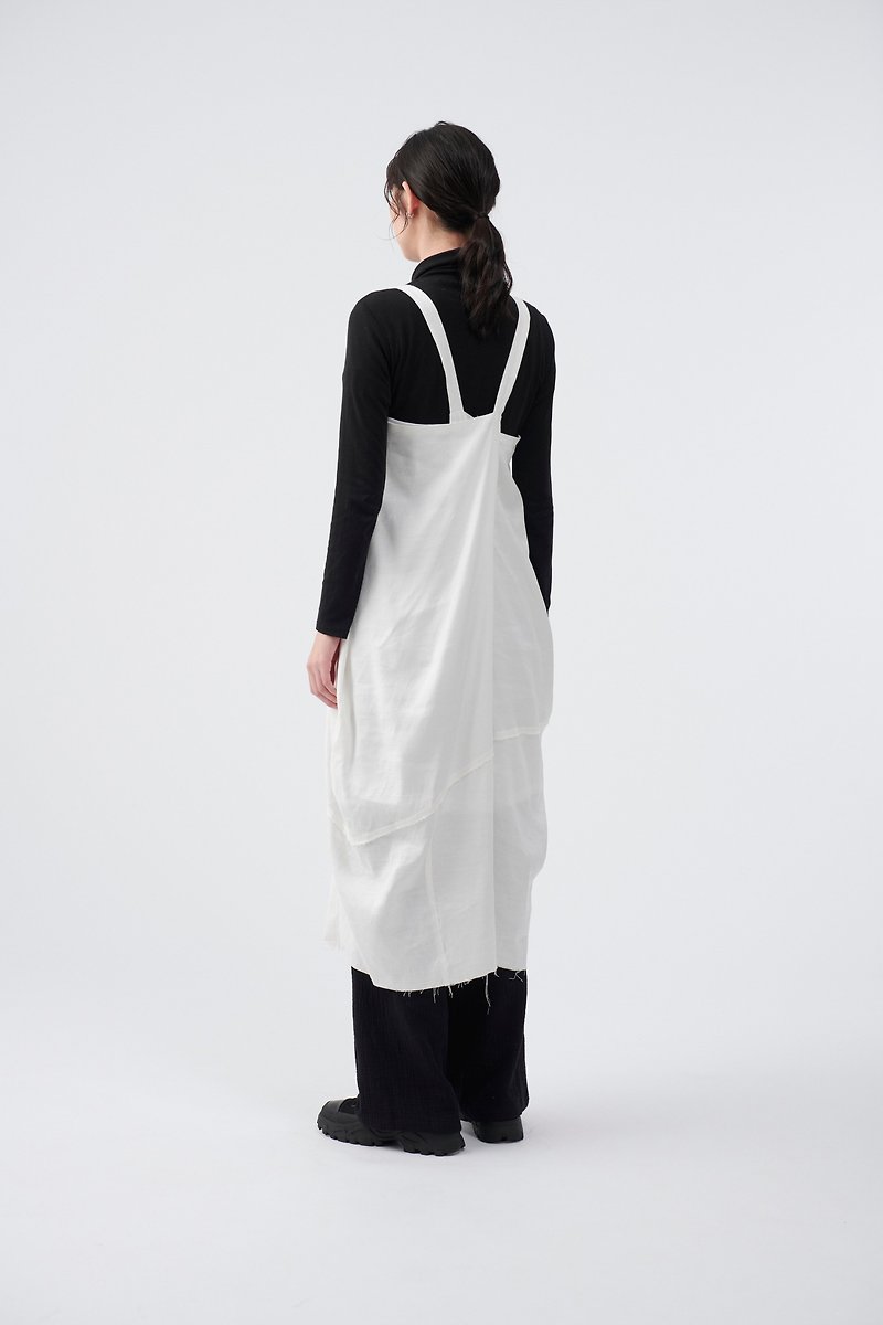 TRAN - Hemp Cut Dress - One Piece Dresses - Linen White