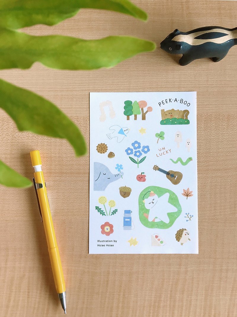 Forest Peekaboo / Molded Sticker - สติกเกอร์ - กระดาษ สีเขียว