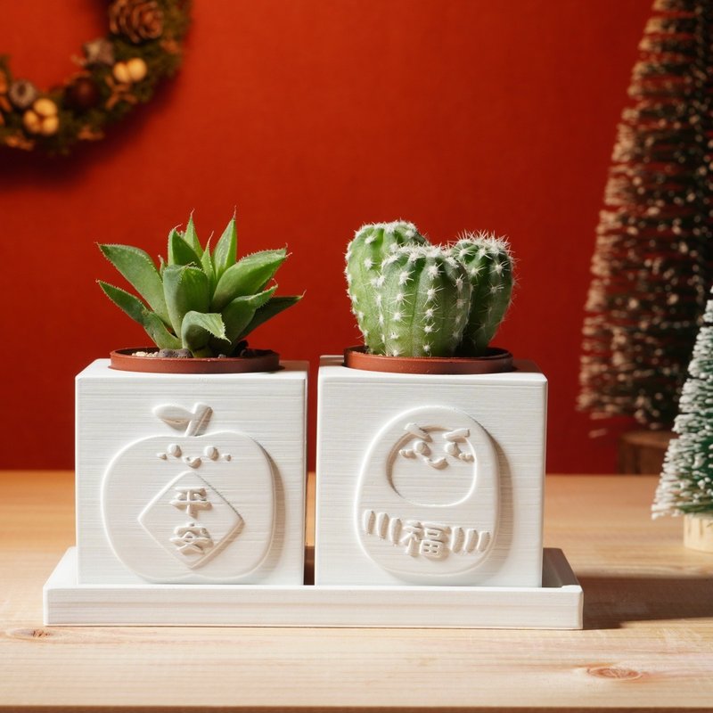 [Exchange gifts] Peace is blessing | Succulents Cement potted plants | Christmas gifts - Plants - Cement White