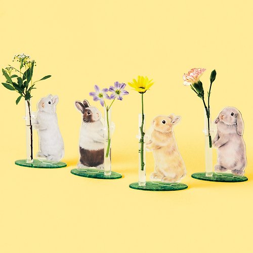 FELISSIMO (授權販售) Pinkoi 品牌形象館 【YOU+MORE!】可愛兔兒送花-迷你花瓶座