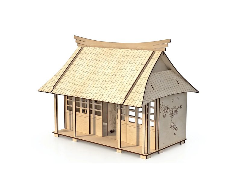 1:24 Furnished Japanese Dollhouse Sakura | Half inch scale Wooden Dollhouse - ของเล่นเด็ก - ไม้ 