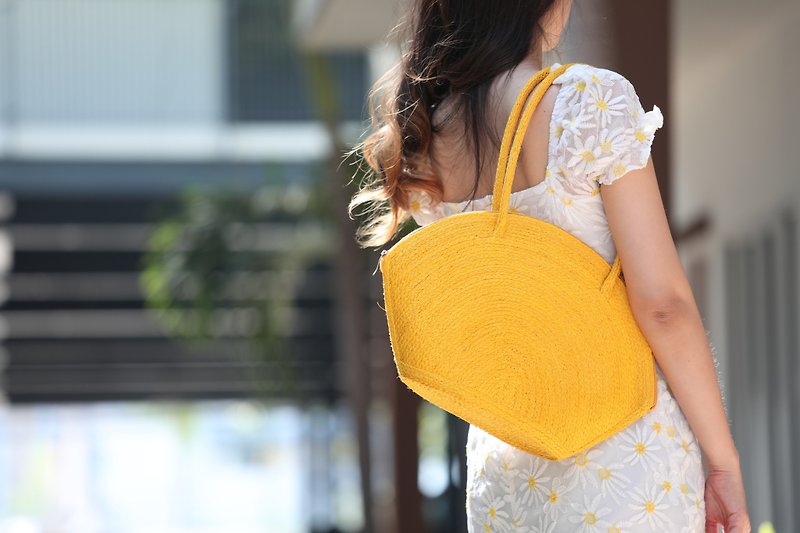 Sisal Bag Yellow - 手袋/手提袋 - 其他材質 黃色