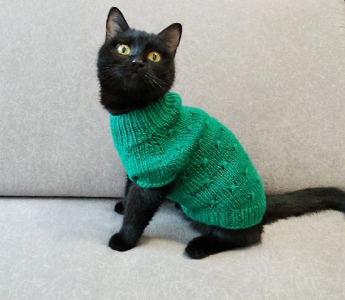 StylishCatDesign Hand knit cat sweater Jumper for cat Pet sweater Sphynx cat sweater Pets outfit
