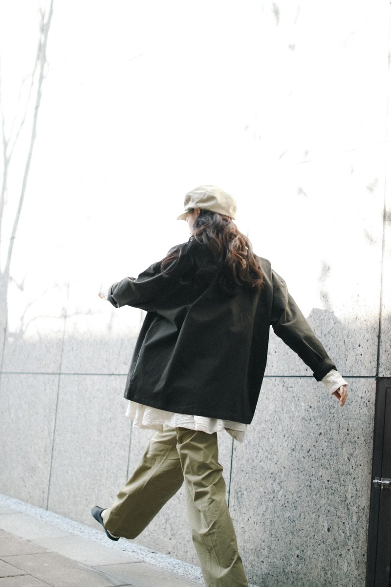 OMAKE.jp 後領刺繡和式外套FeteJacket 黑 - 女大衣/外套 - 棉．麻 黑色