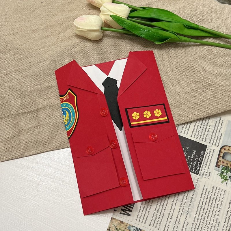 Firefighter uniform custom handmade cards Fire rescue Valentine's Day - Cards & Postcards - Paper Multicolor