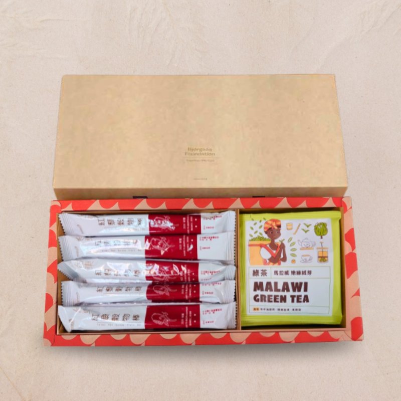 Spring Festival Gift Box [Upgraded Rich Delicious Foods] | Malawi Green Velvet Bud Green Tea x Red Quinoa Cereal Bars - Tea - Paper Khaki