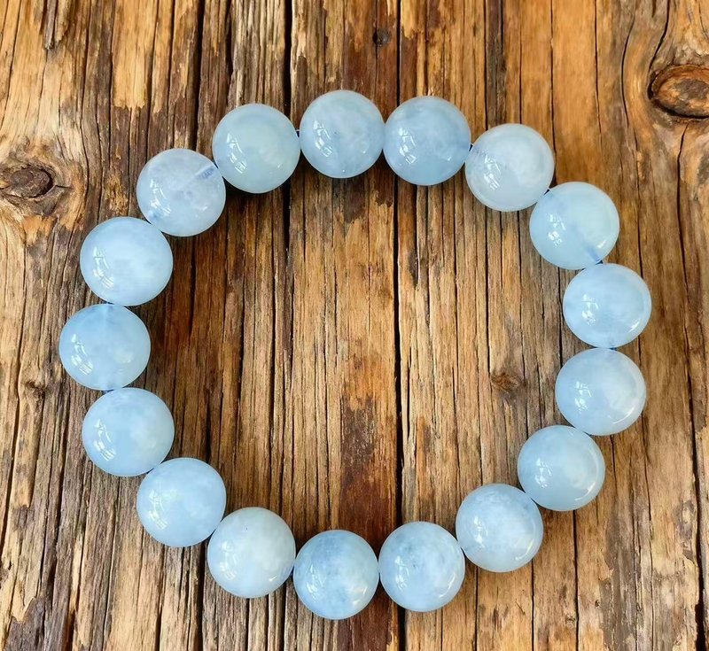 海藍寶手鏈天然海藍寶手串水晶禮盒裝 - 手鍊/手環 - 半寶石 藍色