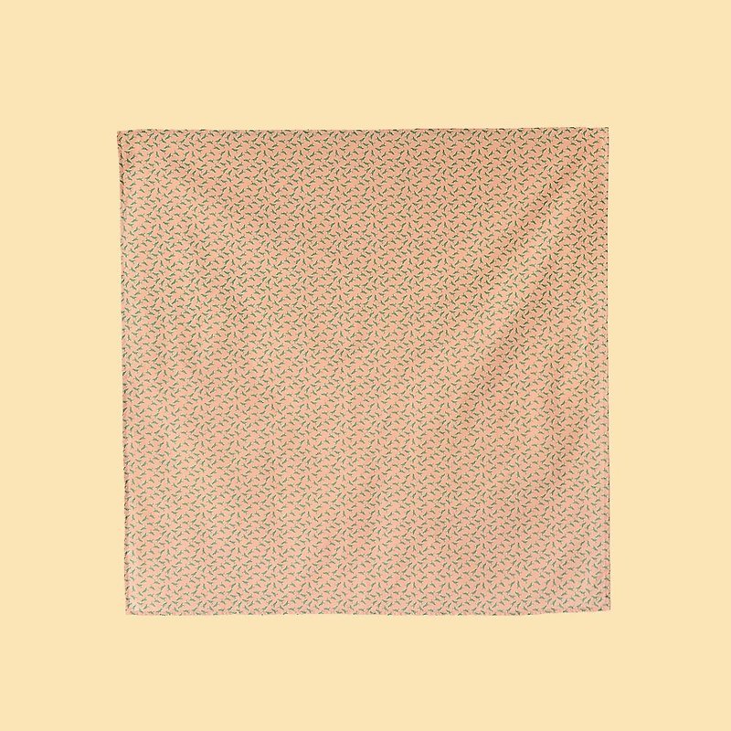 Furoshiki Wrapping Cloth - 70x70 / Crested Myna No.4 / Pink Peach - เย็บปัก/ถักทอ/ใยขนแกะ - ผ้าฝ้าย/ผ้าลินิน 