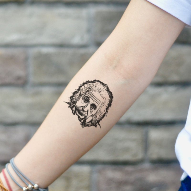 Albert Einstein Temporary Tattoo Sticker (Set of 2) - OhMyTat - Temporary Tattoos - Paper Black