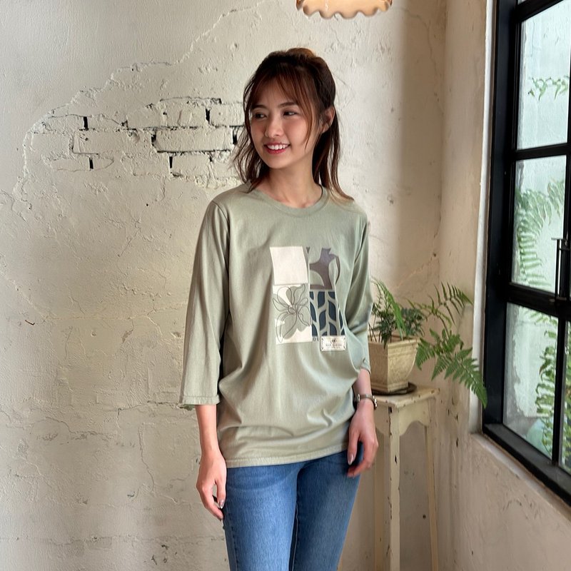 Hana Mokuba Casual Crew Neck Fun Printed Long Sleeve Top - Women's Tops - Other Materials 