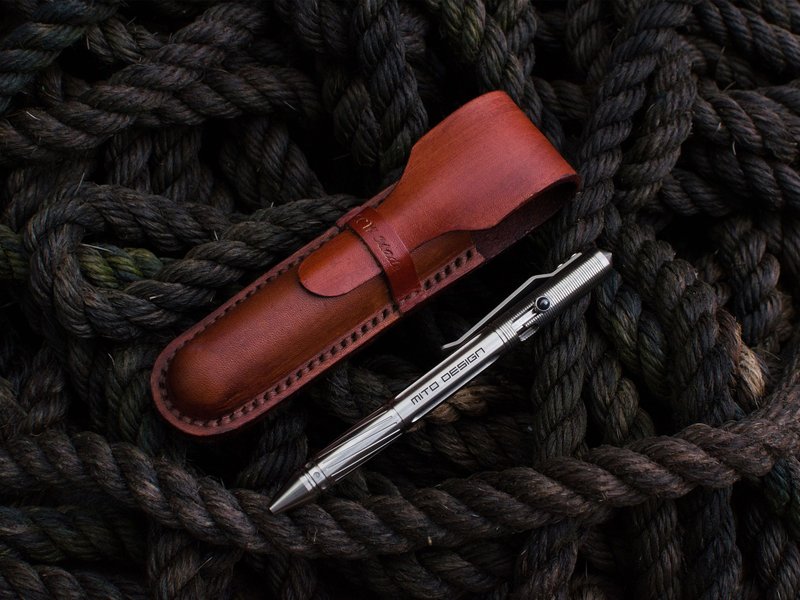 [Customized model] Handmade leather pen storage pen case (DSTE stick case) - Leather Goods - Genuine Leather Orange