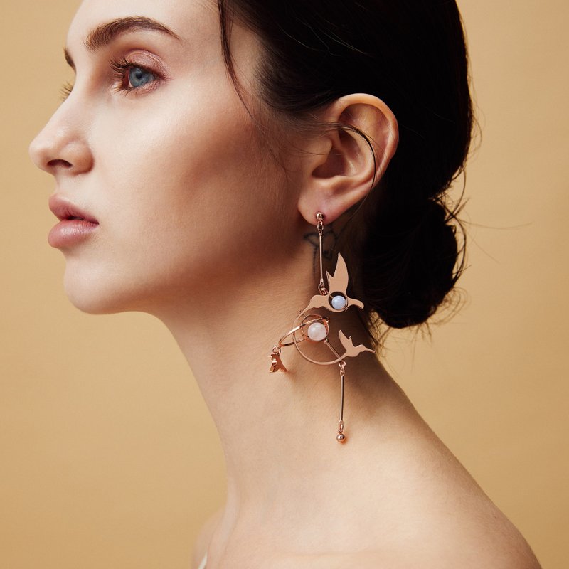 Fusion アシンメトリー コンセプトピアス - ピアス・イヤリング - ローズゴールド 