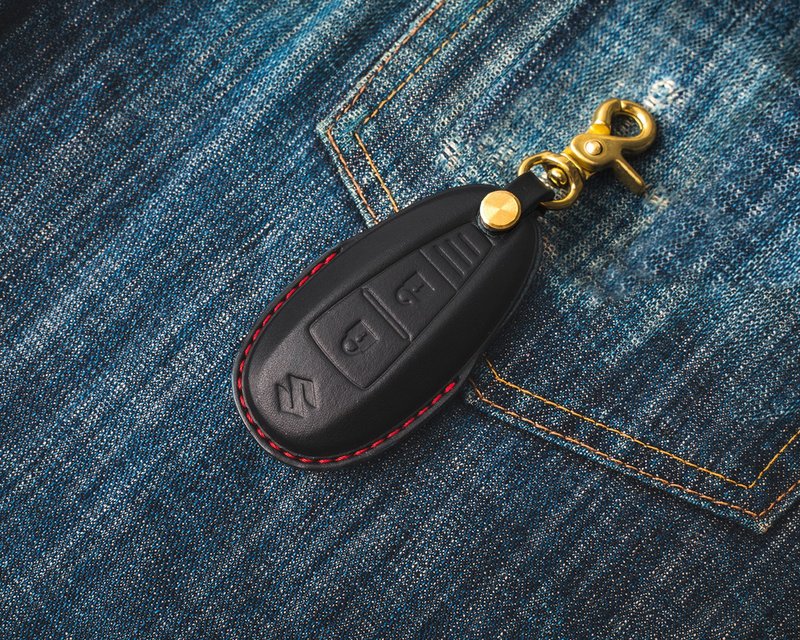 Suzuki SUZUKI Swift jimny lgnis vitara car key leather case - ที่ห้อยกุญแจ - หนังแท้ สีดำ