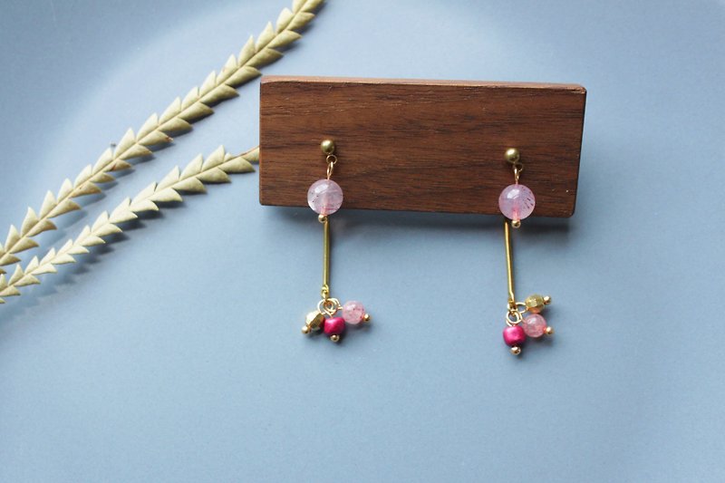  Fruit - earring  clip-on earring - Earrings & Clip-ons - Copper & Brass Pink