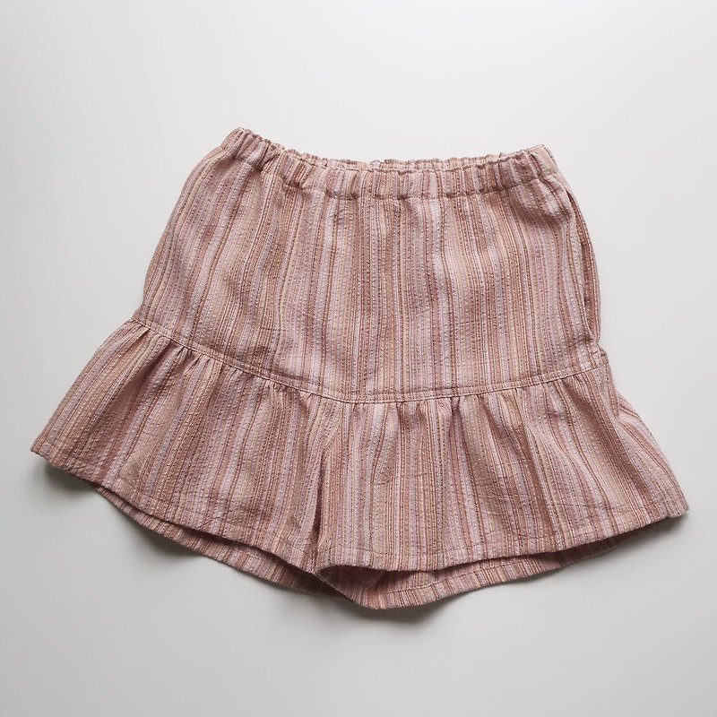Handmade cotton pre-dyed fabric children's culottes - กางเกง - ผ้าฝ้าย/ผ้าลินิน สึชมพู