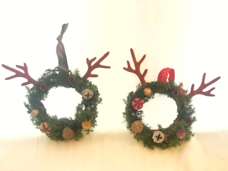 wbfxhm  / 長角的麋鹿 不凋小花圈 (10公分)  X'mas Gift - 擺飾/家飾品 - 植物．花 多色