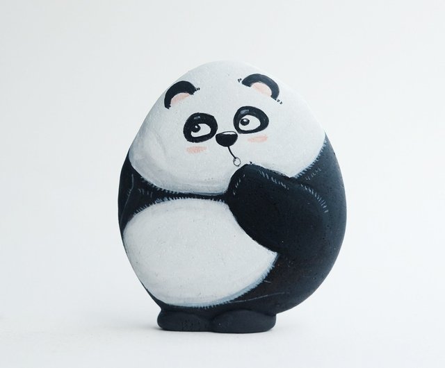 Panda stone painting. - Shop Is.ideastone Stuffed Dolls & Figurines - Pinkoi