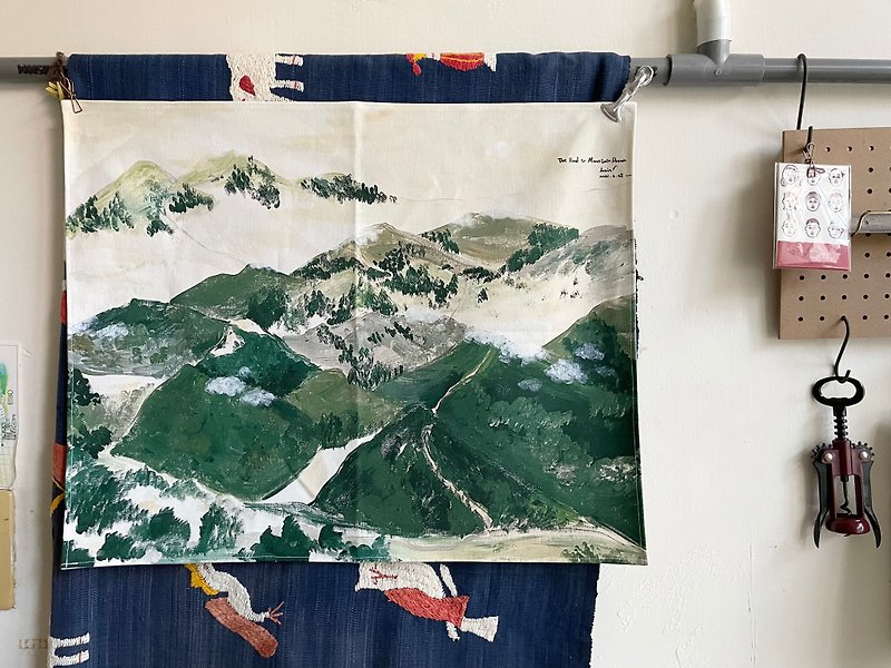 ผ้าฝ้าย/ผ้าลินิน โปสเตอร์ สีเขียว - Taiwan mountain forest hanging cloth - Mountains Dream 52x42.5cm / with hanging cloth clip