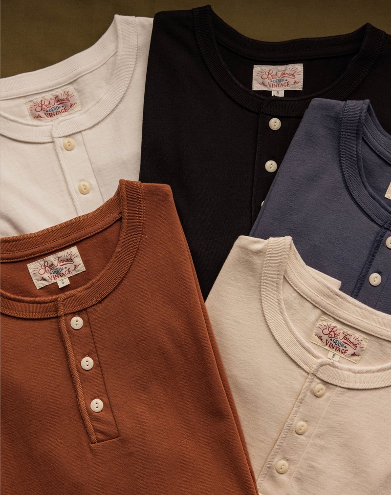 亨利領短袖 T-SHIRT 磅數260G 復古 美式 短袖 Henley Collar - 男 T 恤 - 棉．麻 多色