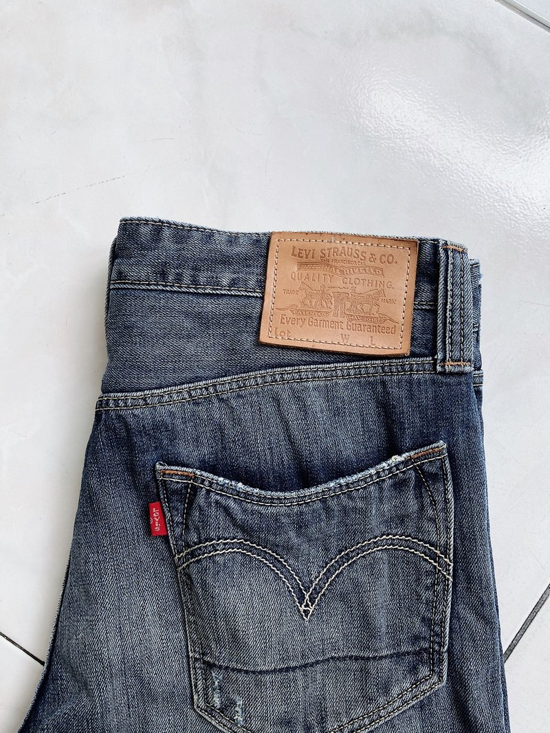levis / 523 W34 刷色藍拼布破壞 古著中高腰丹寧牛仔長褲vintage - 男長褲/休閒褲 - 棉．麻 藍色