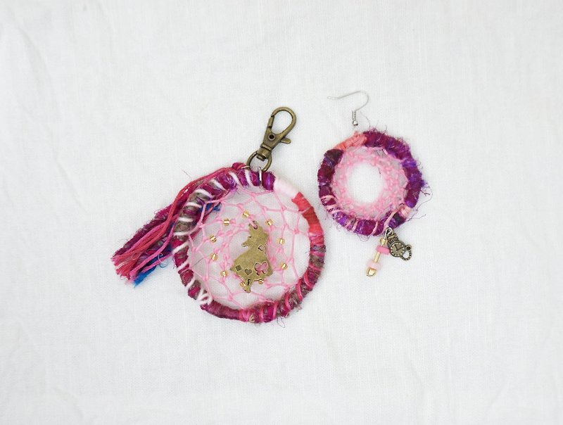 福袋組 | 桃紅 - 耳環/耳夾 - 絲．絹 粉紅色
