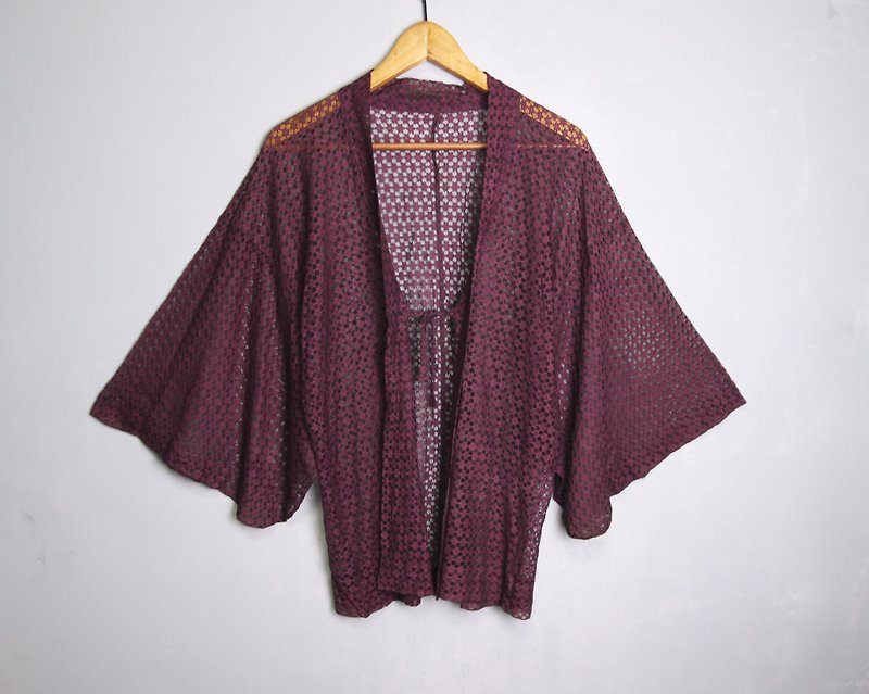 FOAK vintage ukiyo-e hollow crochet kimono - Women's Casual & Functional Jackets - Other Materials 