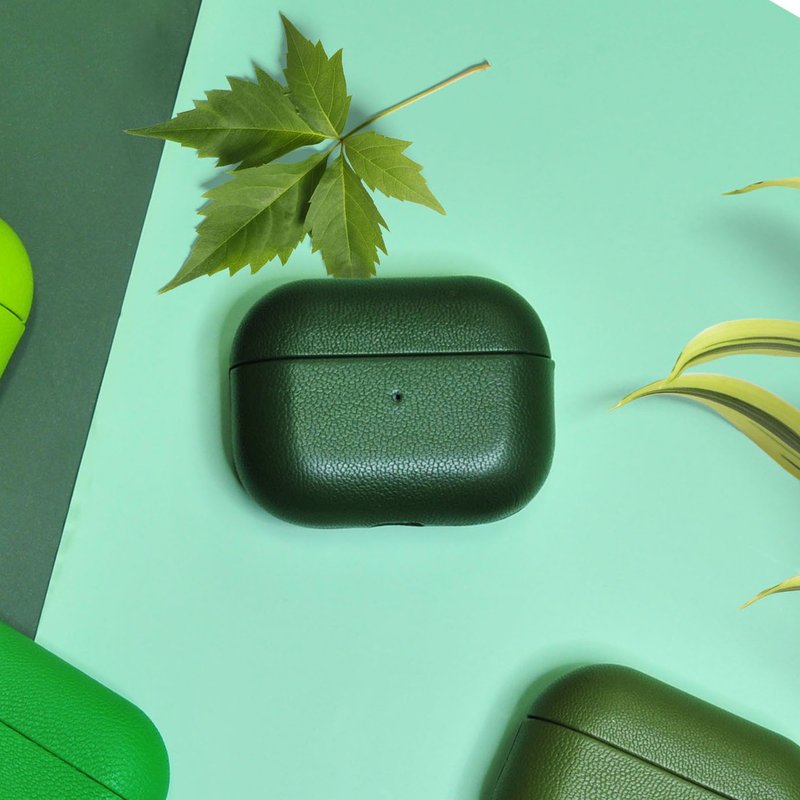 AirPods 4/3/Pro/Pro2 皮革 耳機殼 Deep Forest 森林 客製化刻名 - 耳機/藍牙耳機 - 真皮 綠色