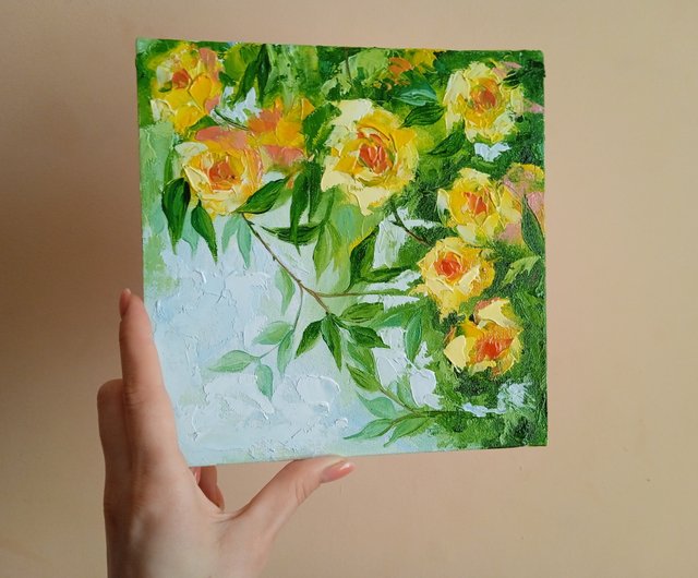 油絵 油彩 油彩画 絵 絵画 【黄色薔薇】 上田会員様の油彩画「イエローローズ」 ｜ 大人におすすめの絵画