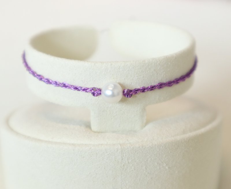 925 Sterling Silver Natural Pearl Lucky Bracelet-Purple (CODE. A9) - สร้อยข้อมือ - ไข่มุก สีม่วง