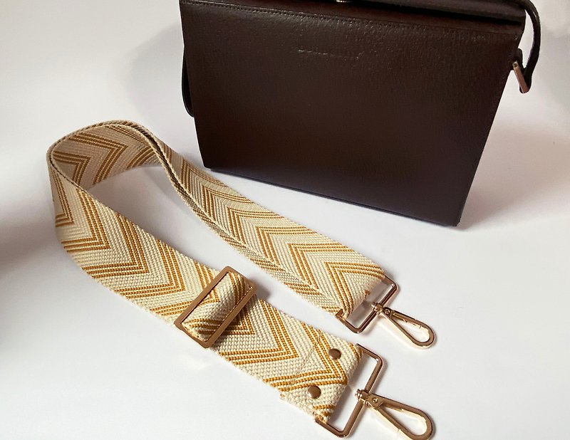 2 inch  Jacquard Webbing strap ,Replacement Bag Strap. Adjustable straps - กระเป๋าถือ - ผ้าฝ้าย/ผ้าลินิน สีเหลือง