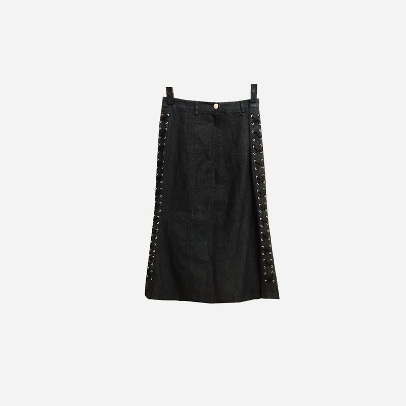 Dislocation vintage / dark black denim dress no.228 vintage - Skirts - Polyester Black