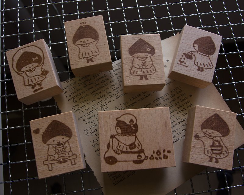 Chestnut Girl Series Hand-engraved Rubber Stamp - Stamps & Stamp Pads - Rubber White