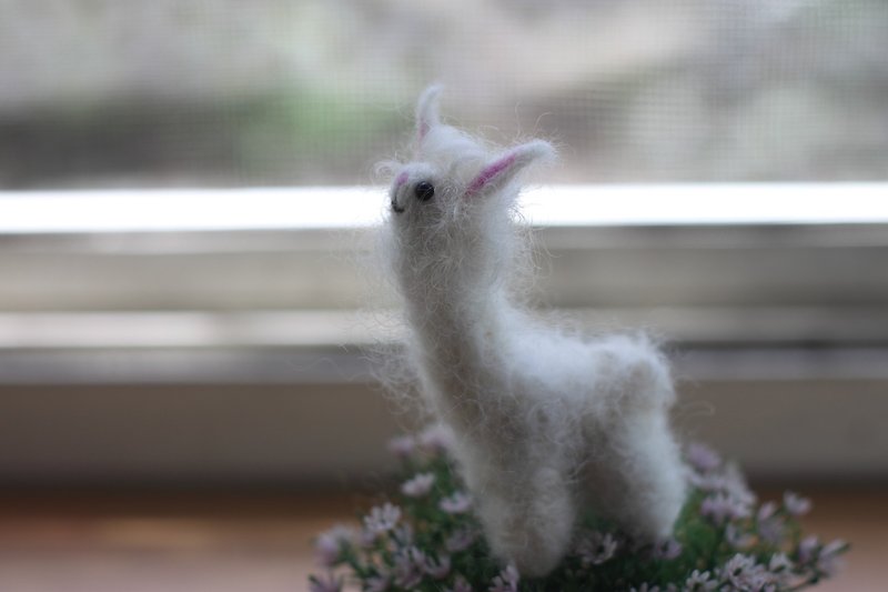 White curly mini alpaca charm and necklace customized - สร้อยคอ - ขนแกะ ขาว