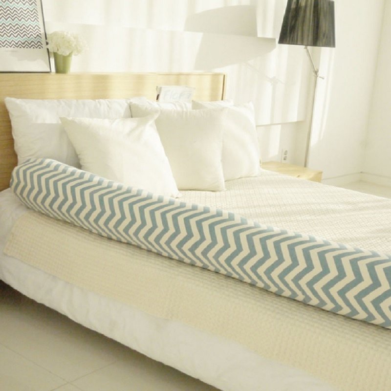 Korea Kangaruru anti-drop fence bed cushion - short 145cm [Blue Lake Green Ripple] - Kids' Furniture - Cotton & Hemp Green