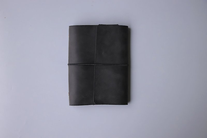 2019 leather hole clip million hand account | A5 | matte black | - Notebooks & Journals - Genuine Leather Black