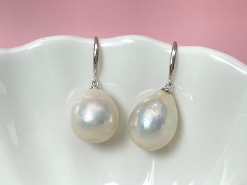 Athena珍珠設計 天然淡水珍珠 巴洛克珍珠 極光炫彩 S925銀款 耳環