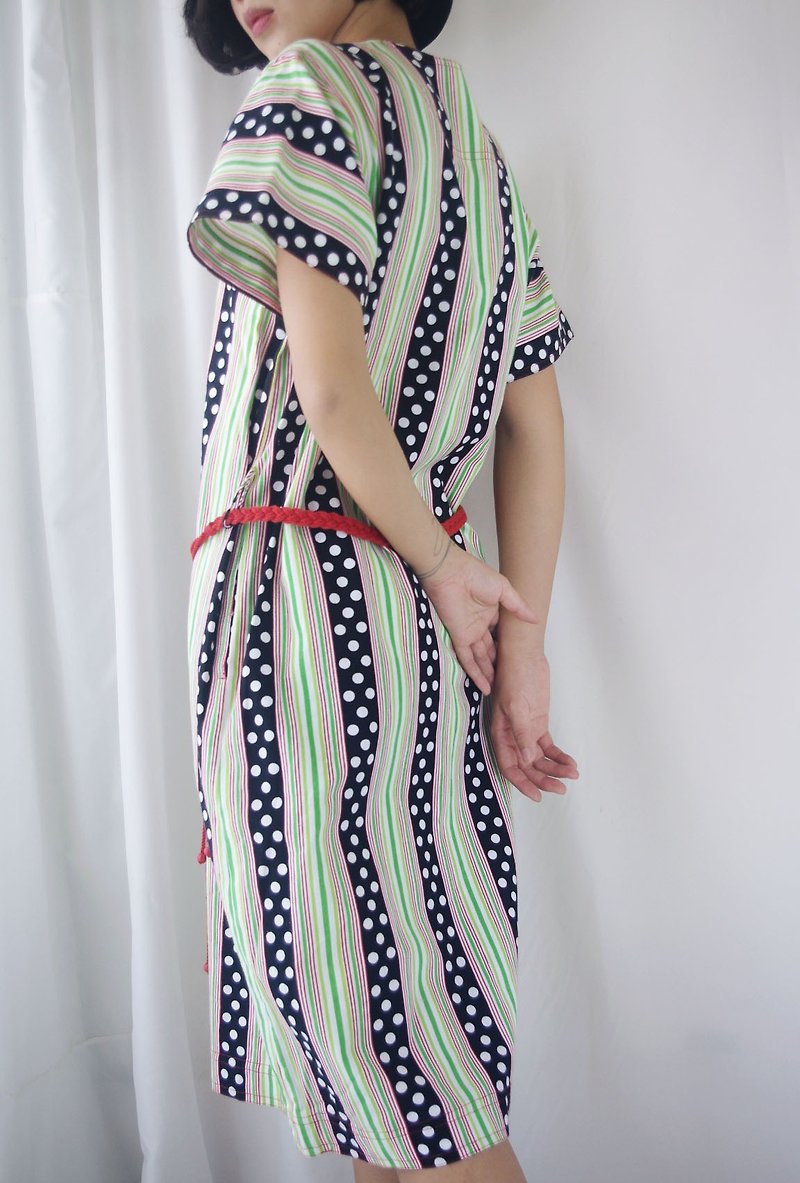 4.5studio- treasure vintage - straight dot print dress South America - One Piece Dresses - Cotton & Hemp Red