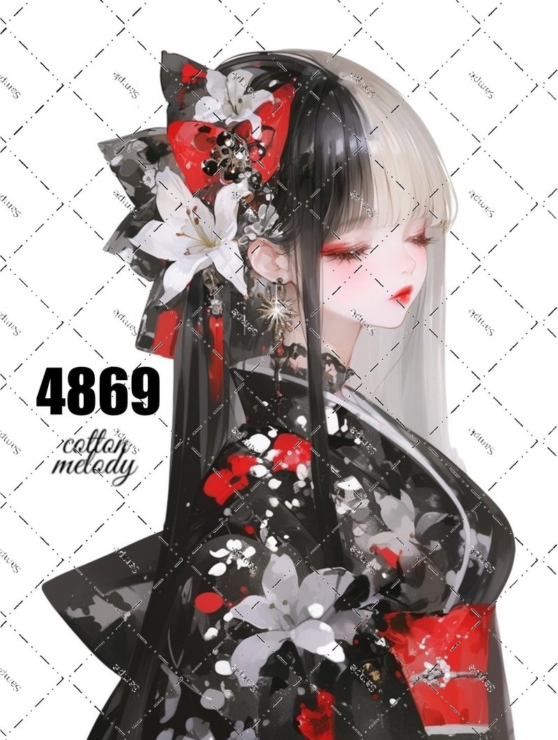 original sticker no.4869 人物ステッカー オリジナルステッカー オリジナル人物ステッカー 装飾ステッカー cotton melody - 貼紙 - 紙 
