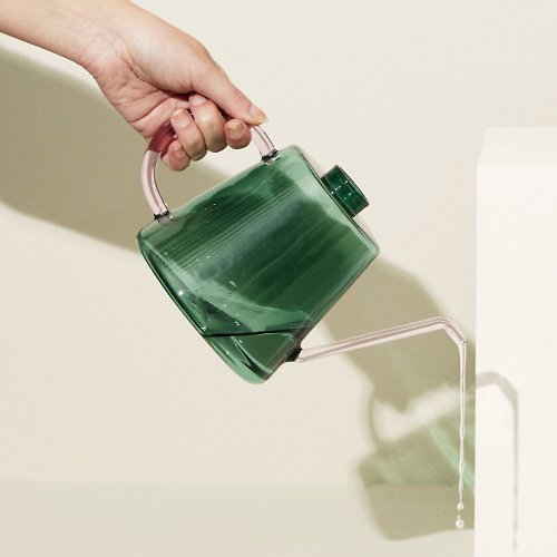 Hübsch Taiwan 【Hübsch】－661509 深綠跳色植栽茶壺造型澆水壺 花器 灑水壺聖