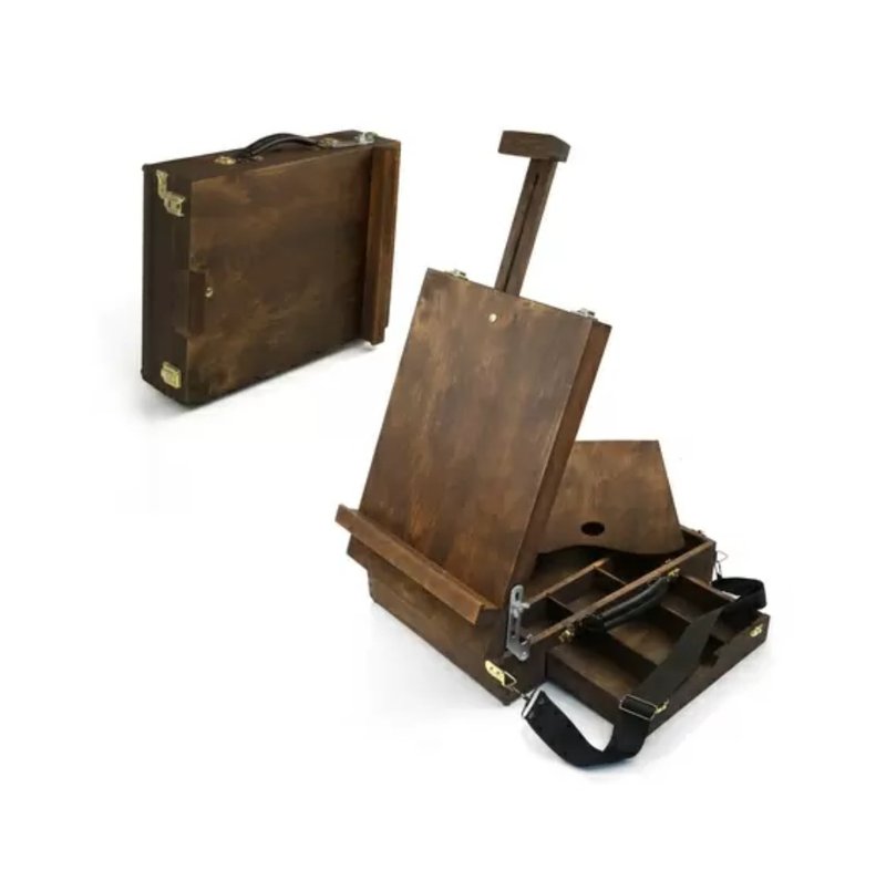 Wooden travel box for drawing, easel, case, watercolor painting - 木工/竹藝/紙雕 - 木頭 咖啡色