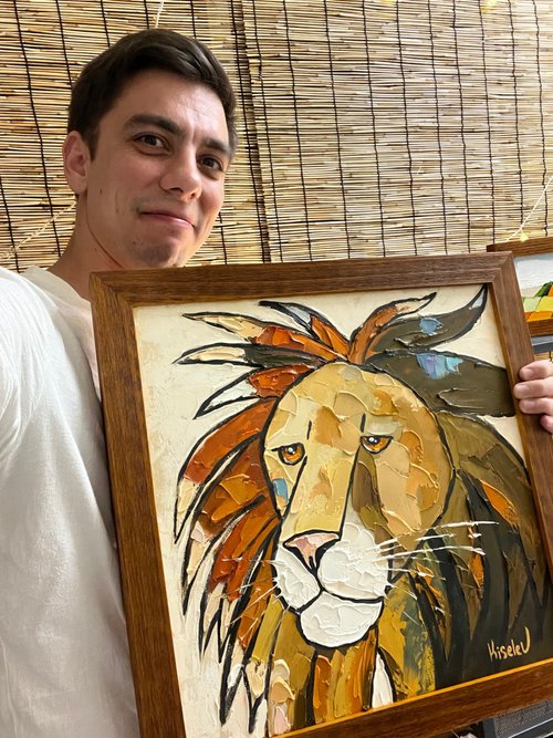 ライオンの絵画原画　アート　キャンバス ライオンの絵画原画 アート キャンバス